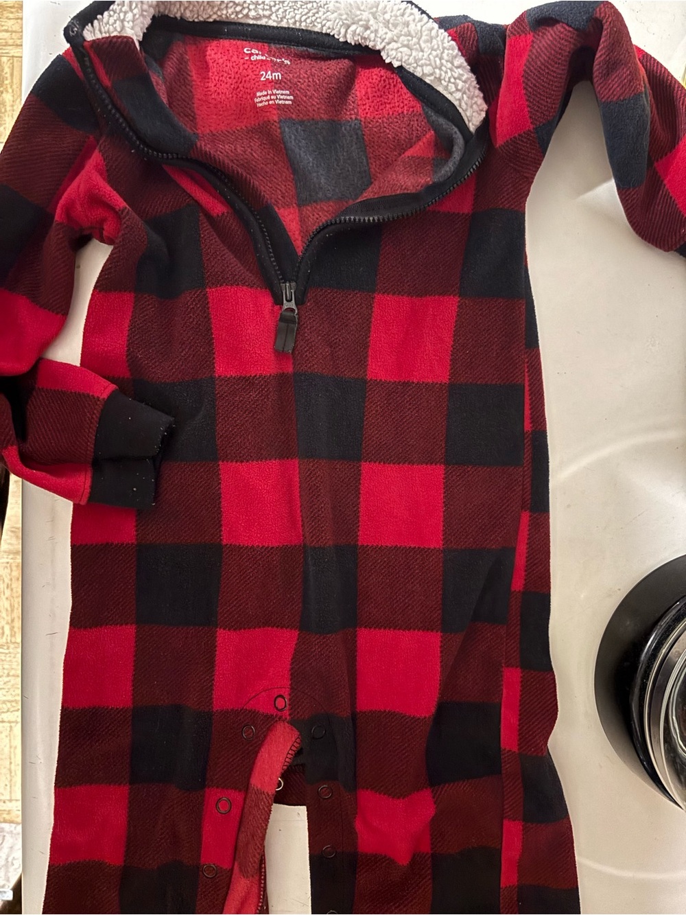 Carter's Red and Black Buffalo Plaid Sherpa-Lined Jacket